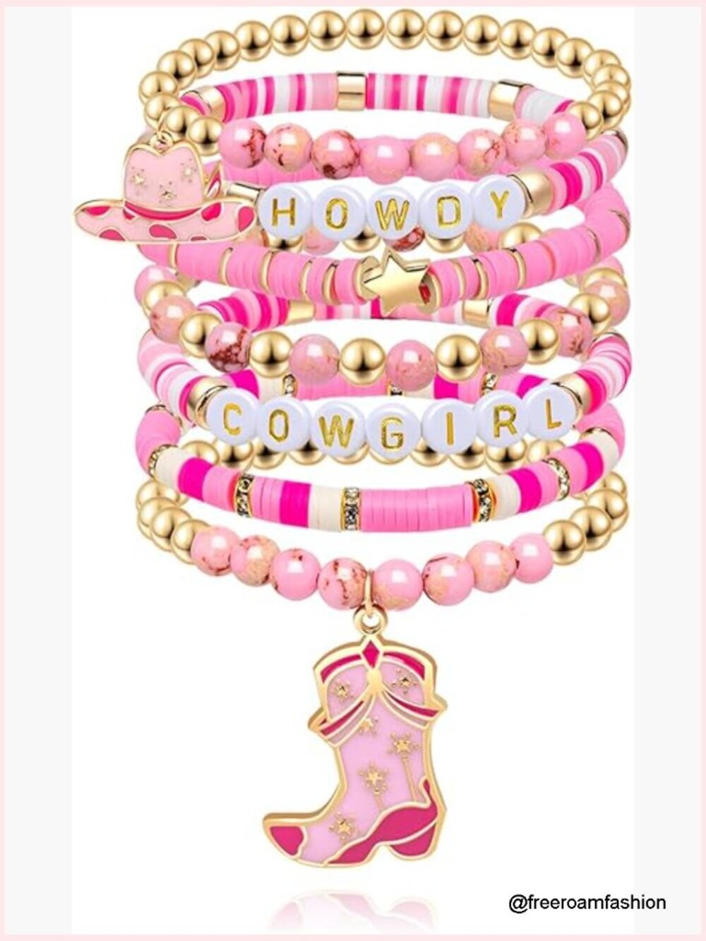 Western Cowgirl Beaded Stretch Bracelets Set Stackable Bohemian Jewelry for